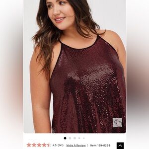 Torrid Sequin High Neck Tank Red